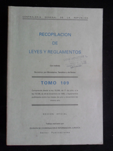 Recopilacion De Leyes Y Reglamentos Tomo 109 1995