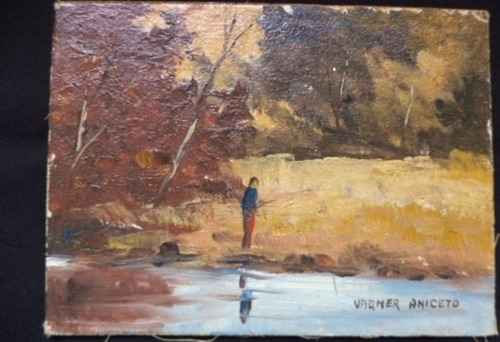 Quadro Vagner Aniceto - Paisagem Com Pescador - Ose 15 X 20