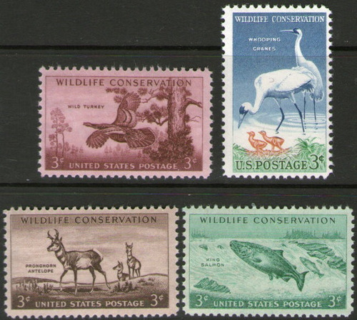 Estados Unidos Serie X 4 Sellos Usados Fauna Salvaje 1956-57