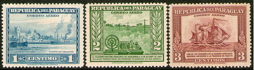 Paraguay Serie Aérea X 3 Sellos Mint Barcos = Telégrafo 1944