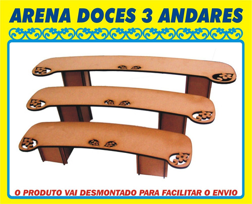 Arena 3 Andares Mdf - Porta Doce Provençal - Festa Decoração