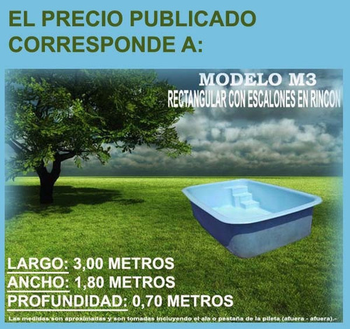 Imagen 6 de 8 de Pileta M3 3 X 1,80 X 0,70 (17 Modelos)