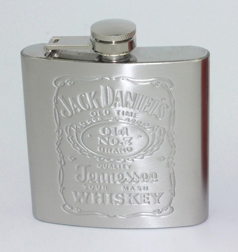 Licorera Logo Grabado Jack Daniel's Acero Inoxidable 7 Oz.