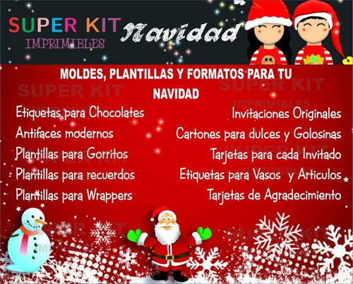 Kit Imprimible Navidad Invitaciones, Etiquetas Cajitas #2