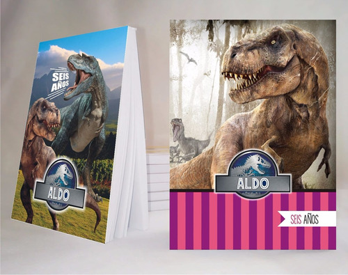 Jurassic World Souvenir Anotador Personalizado X50 10x14cm