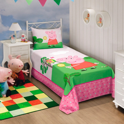 Jogo De Cama Peppa Pig 2 Peças Estampado Lepper