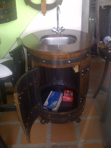 Mueble Para Bar Tascas Lava Copas Madera D Barril O Barrica