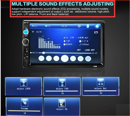 Radio Doble Din 7  Touch Bluetooth, Usb, Sd, Aux Nuevas!!!