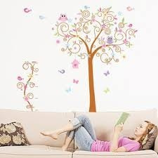 Vinilos Adhesivos Decorativos Arbol Colorido Buhos Jm7250ab