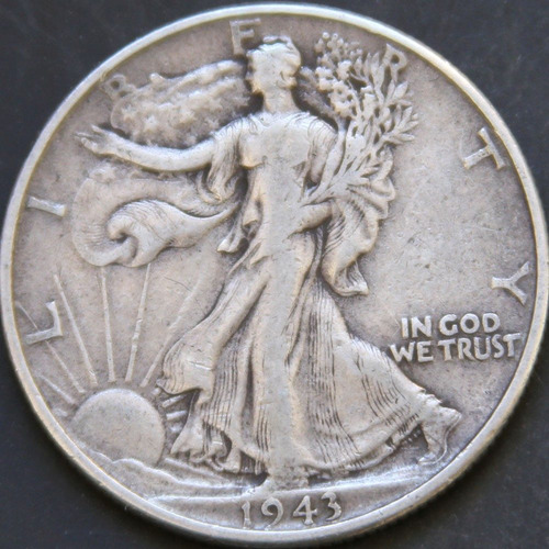 1943 P Moneda D Plata 50c Libertad Antigua Ley .90 Lote H236