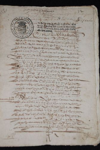 Papel Sellado Real Timbre Manuscrito Antiguo 1637 Español