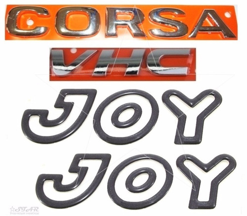 Emblemas Corsa Sedan Vhc + Joy Preto - 2003 À 2007