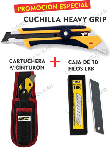 Cutter Olfa L5 Heavy Grip + Funda + Caja Cuchillas Lbb Black