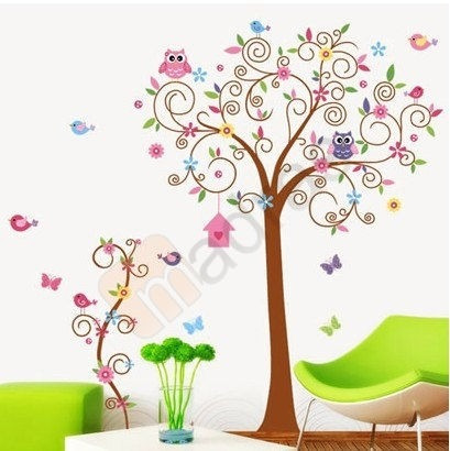 Vinilos Adhesivos Decorativos Arbol Colorido Buhos Jm7250ab
