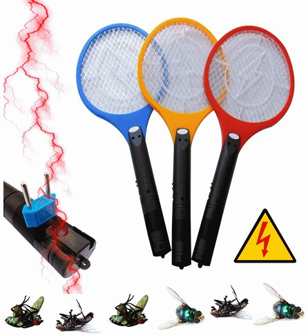 Raquete Elétrica Recarregável Bi-volt Mata Mosquito, Moscas