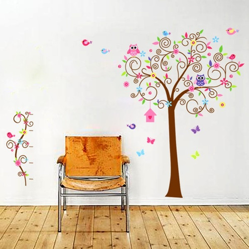 Vinilos Adhesivos Decorativos Arbol Colorido Buhos Jm7250ab