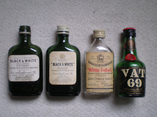 Botellita Whisky Miniatura Dewar's Black White Vat 69 Vacía