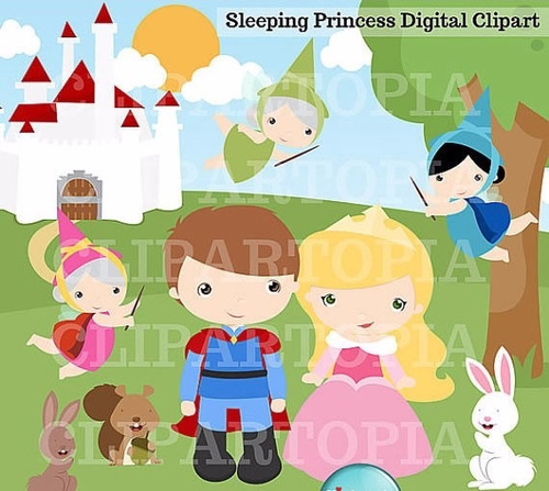 Kit Scrapbook Digita Princesa Aurora Bela Adormecida Clipart