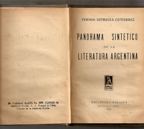 Panorama Sintetico Literatura Argentina - Gutierrez -ercilla