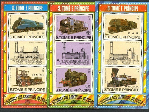 1982 Trenes Locomotoras - Santo Tome Y Principe (3 Bloques)