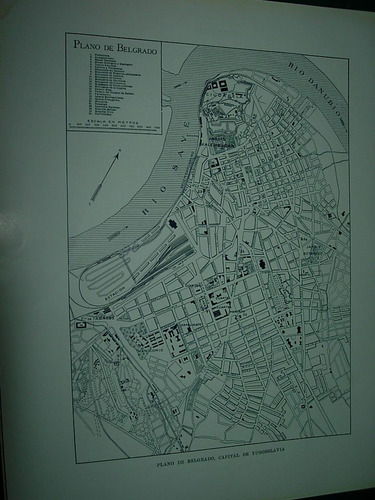 Mapa Antiguo Plano Blanco Negro Belgrado Yugoeslavia Mapas