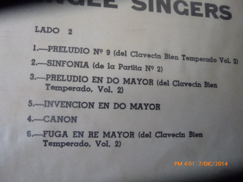 Vinilo Lp De Los Swingle Singers --jazz Sebastian Bach(u492
