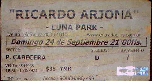 Ricardo Arjona - Entrada (24/09/06) Primer Visita Argentina