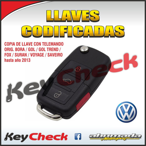 Copia Llave Telemando Original Vw Bora Golf