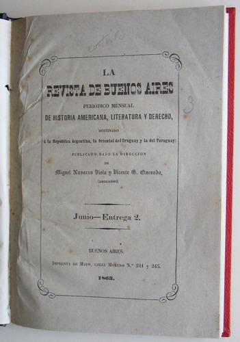 La Revista De Buenos Aires. Periódico Mensual - Año 1863