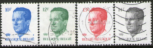 Bélgica 4 Sellos Usados Rey Baudouin 1° Años 1982-90