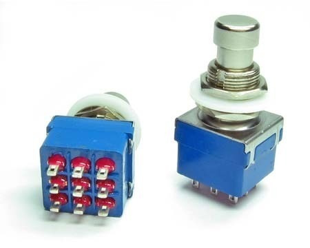 Chave 3pdt ( 3 Pdt ) De 9 Terminais Azul True Bypass