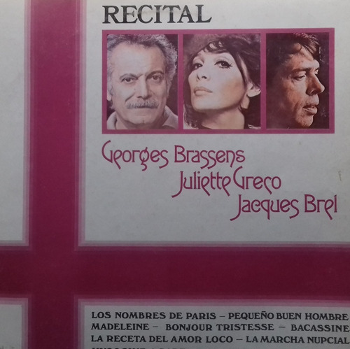 Jacques Brel Georges Brassens Juliette Greco Recital Lp Pvl