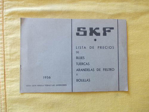S. K. F.año 1936 Lista De Precios Rodamientos(r4)