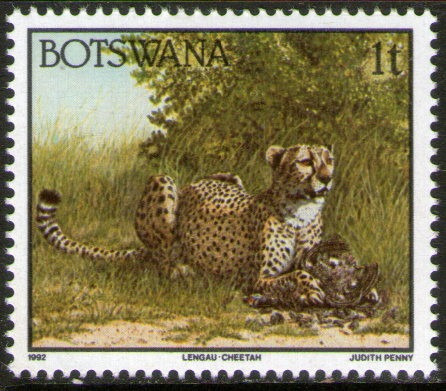 Botsuana = Botswana Sello Mint Con Figura De Guepardo  1992 