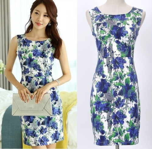 Vestido Azul Floral Talla S Nuevo Importado En Stock