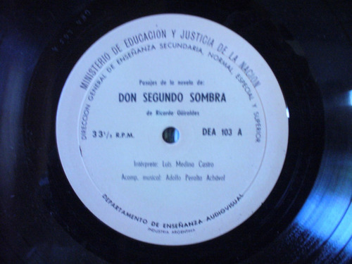 Don Segundo Sombra Audio En Vinilo Luis Medina Castro