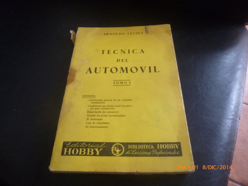 Libro Tecnica Del Automovil Tomo 1 Arnoldo Lucius (aa1081 (Usado)