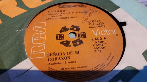 Sandro Señora De Mi Corazon Vinilo Simple Rca 1976
