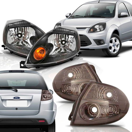 Kit Ford Ka 2008 A 2012 Lanterna Fume E Farol Negro.