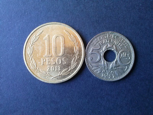 Moneda Francia 5 Centimes 1927 Níquel (c16)