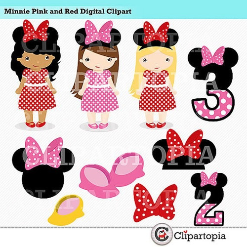 Kit Imprimible Minnie Rojo Y Rosa Imagenes Clipart