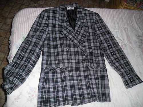 Blazer De Cuadros Negro Y Gris