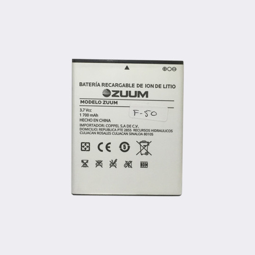 Pila Bateria Zuum F50 1700 Mah Original Garantizada