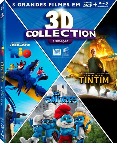 Blu Ray 3d Collection: Rio + Os Smurfs + As Aventuras Tintim