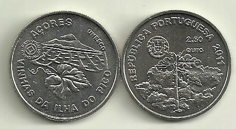 Moneda Portugal 2,5 Euro Año 2011 Azores Isla De Pico