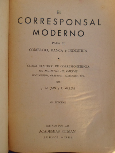 El Corresponsal Moderno - Academias Pitman 1965 Tapas Duras