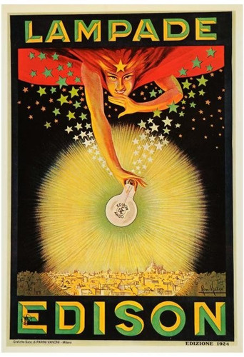 Lienzo Canvas Arte Poster Lámparas Edison 1924 73x50