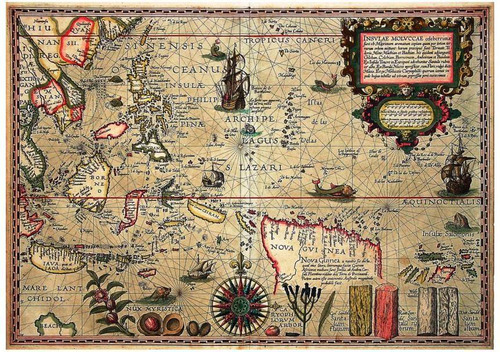Lienzo Canvas Arte Mapa Océano Pacífico Sur 1592 50x71