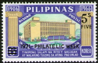 Filipinas Serie X 1 Sello Mint Resellado Filatelia Año 1971