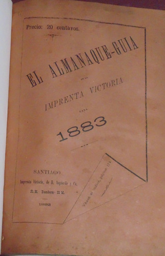 Almanaques Chilenos Años 1876  1888  1876 A 1880  1876